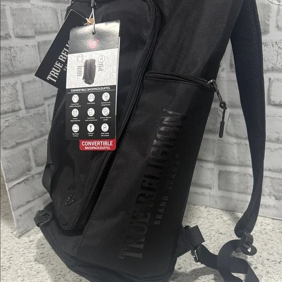 True Religion Men's Black Convertible Backpack Duffle Bag - Picture 2 of 8